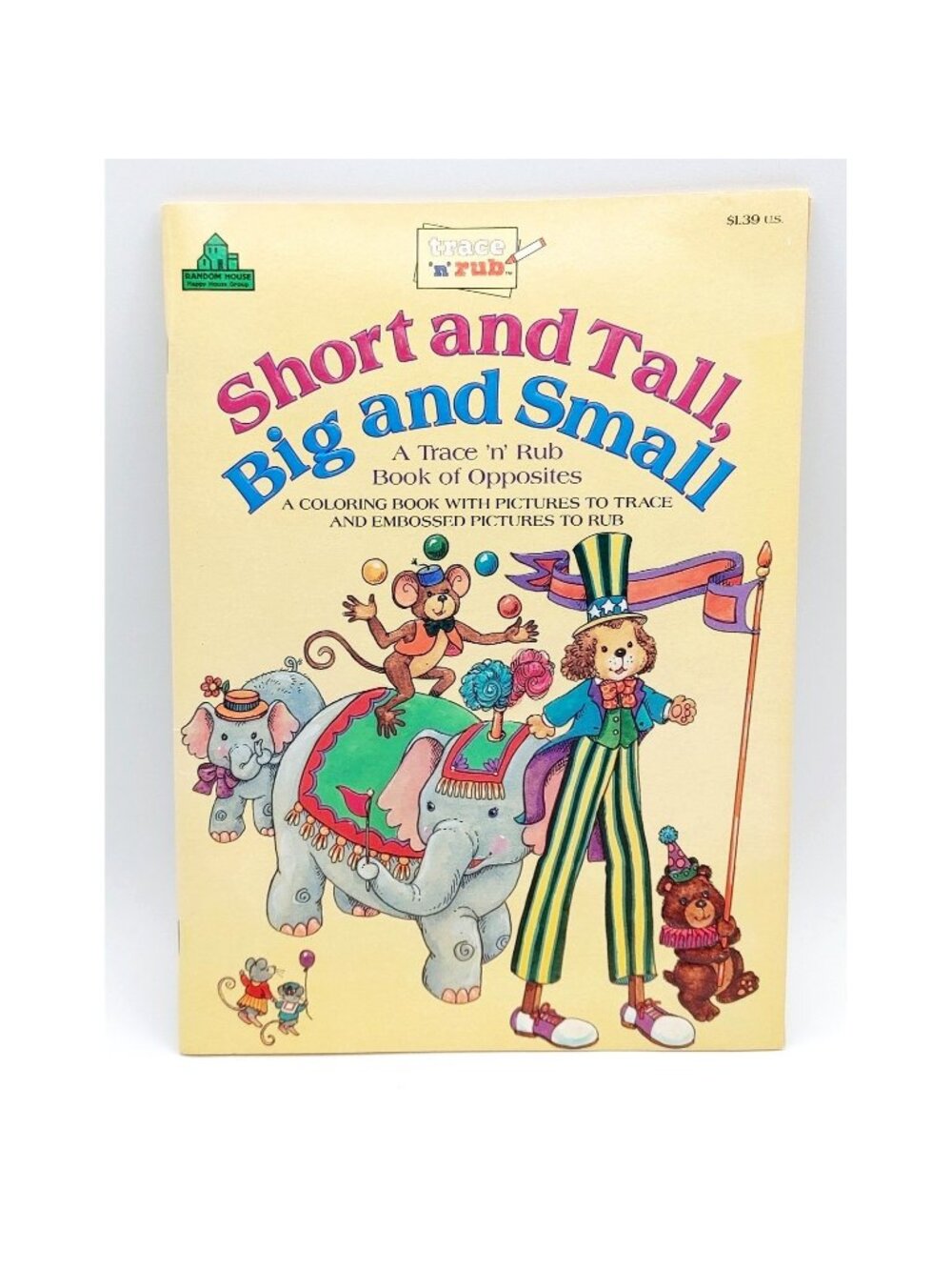Trace 'N' Rub Short and Tall Big and Small Coloring Book Random House 1989